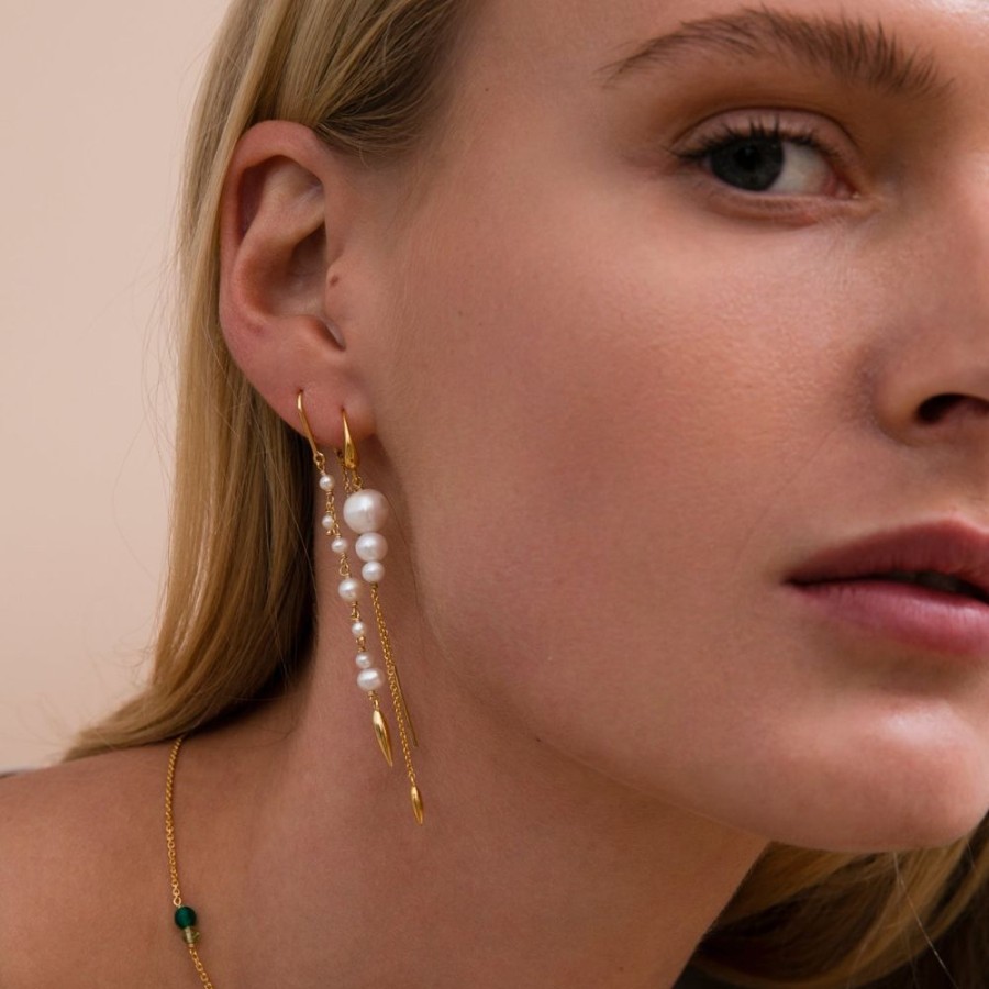 Smykker Izabel Camille | Miss Pearl - Earhook Shiny Gold Pl. Silver. Freshwaterpearl