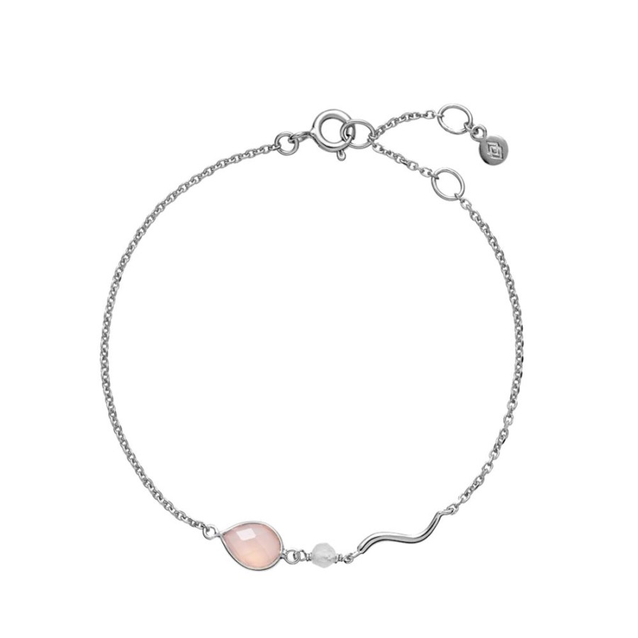 Smykker Izabel Camille | Marie - Armband, Solv Med Pink Calcedon Og Kvarts