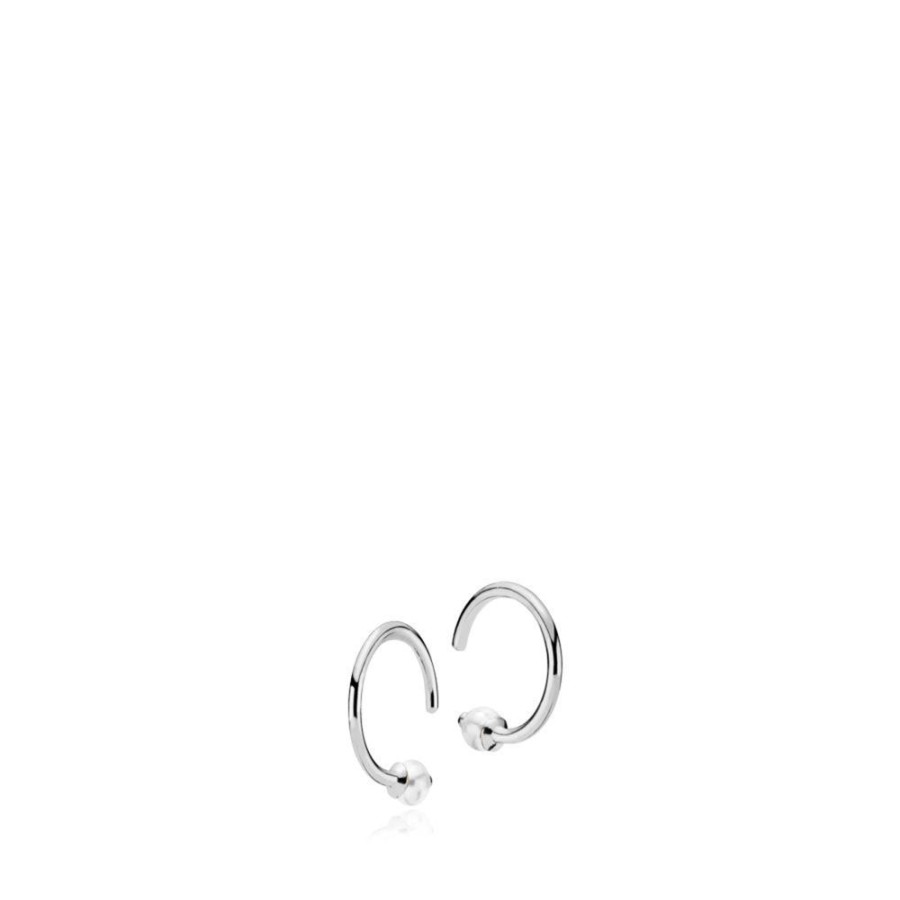 Smykker Izabel Camille | Miss Pearl - Earhoop Shiny Silver. - Small - Fresh Water Pearl