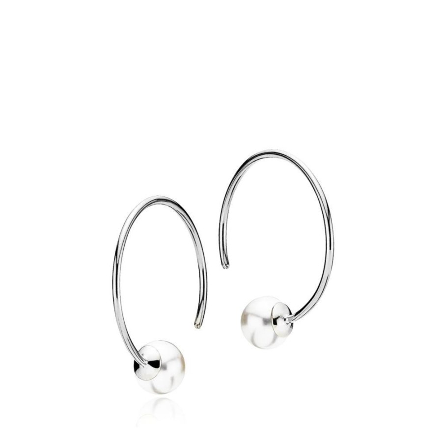 Smykker Izabel Camille | Miss Pearl - Earhoop Shiny Silver. - Medium - Fresh Water Pearl