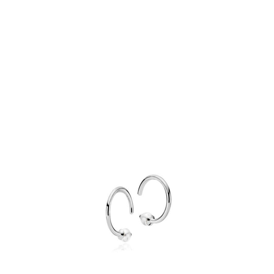 Smykker Izabel Camille | Miss Pearl - Earhoop Shiny Silver. - Small - Fresh Water Pearl