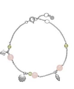 Smykker Izabel Camille | Isabella - Armband, Solv Med Pink Calcedon Og Gron Peridot