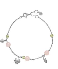 Smykker Izabel Camille | Isabella - Armband, Solv Med Pink Calcedon Og Gron Peridot